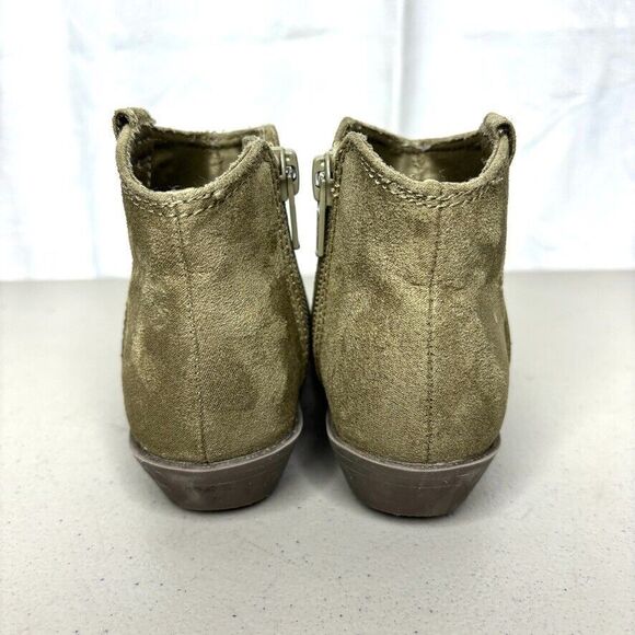 Old Navy Olive Faux Suede Side Zip Western Ankle Bootie Toddler Size 7 - Picture 6 of 11